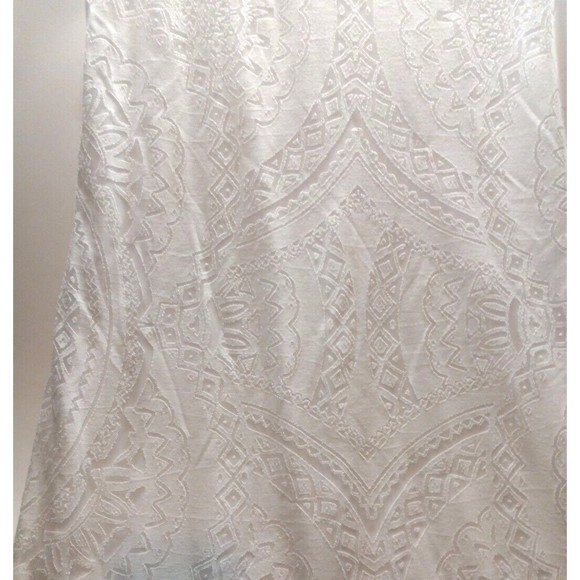 One World Live and Let Live White Maxi Dress Sz Medium Boho Lined Sheer Pattern - Picture 3 of 12